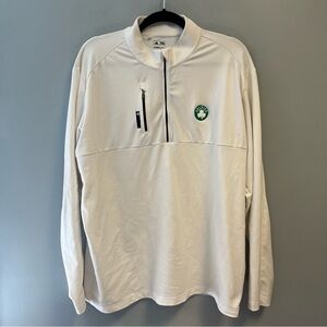 Adidas Quarter Zip Boston Celtics White Pullover w/ Embroidered Logo Sz XL EUC